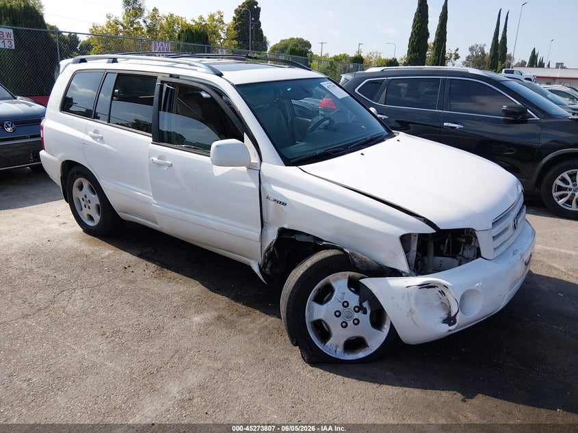 2005 Toyota Highlander VIN JTEDP21A050053431 IAAI salvage auction — RIGHT FRONT, Salvage (California), sold $825 on 2026-07-09 (photo 1)