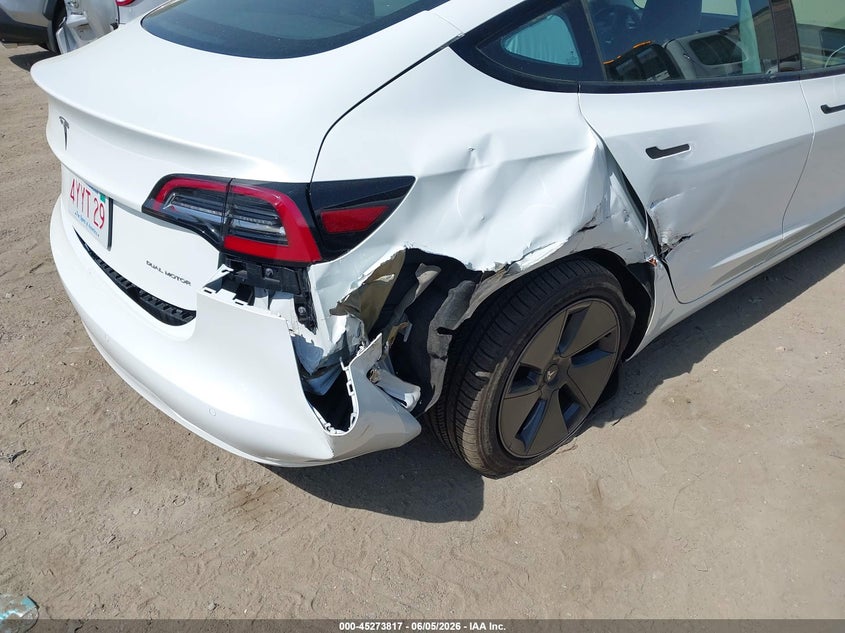 2021 Tesla Model 3 VIN 5YJ3E1EB1MF044076 IAAI salvage auction — RIGHT REAR, Salvage Title, sold $6,400 on 2026-07-19 (photo 6)