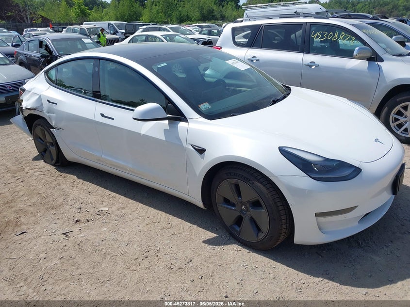 2021 Tesla Model 3 VIN 5YJ3E1EB1MF044076 IAAI salvage auction — RIGHT REAR, Salvage Title, sold $6,400 on 2026-07-19 (photo 1)