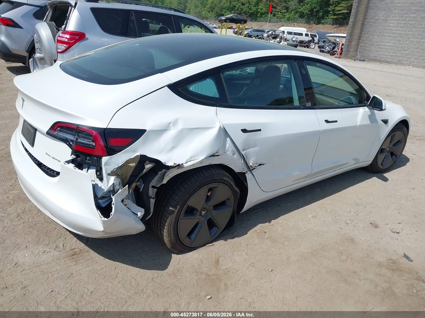 2021 Tesla Model 3 VIN 5YJ3E1EB1MF044076 IAAI salvage auction — RIGHT REAR, Salvage Title, sold $6,400 on 2026-07-19 (photo 4)