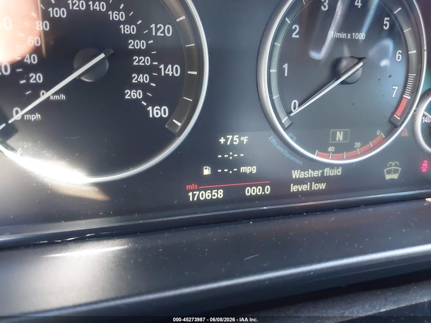 2013 BMW 5er VIN WBAXH5C58DD109409 IAAI salvage auction — WATER/FLOOD, Salvage Title, sold $425 on 2026-07-07 (photo 7)