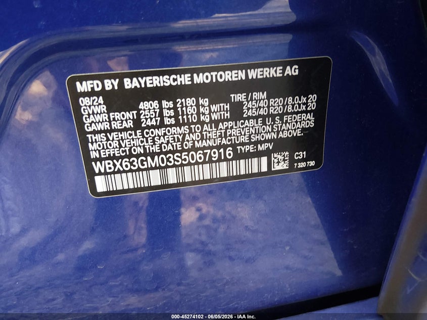 2025 BMW X2 VIN WBX63GM03S5067916 IAAI salvage auction — LEFT FRONT, Salvage Title, sold $19,550 on 2026-09-08 (photo 9)