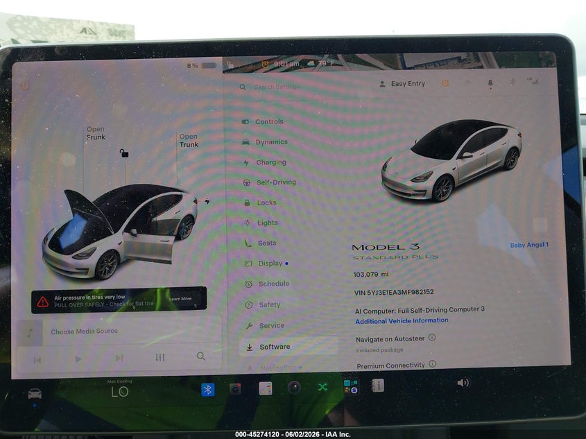 2021 Tesla Model 3 VIN 5YJ3E1EA3MF982152 IAAI salvage auction — FRONT END, Original (Texas), sold $6,650 on 2026-07-16 (photo 7)