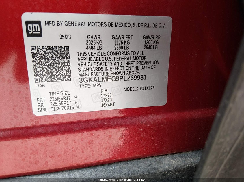2023 Gmc Terrain VIN 3GKALMEG9PL269981 IAAI salvage auction — REAR END, Salvage Title, sold $9,900 on 2026-07-29 (photo 9)
