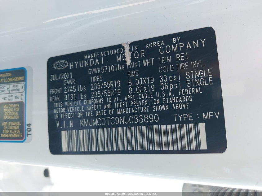 2022 Genesis Gv70 VIN KMUMCDTC9NU033890 IAAI salvage auction — FRONT END, Salvage Title, sold $15,200 on 2026-07-15 (photo 9)