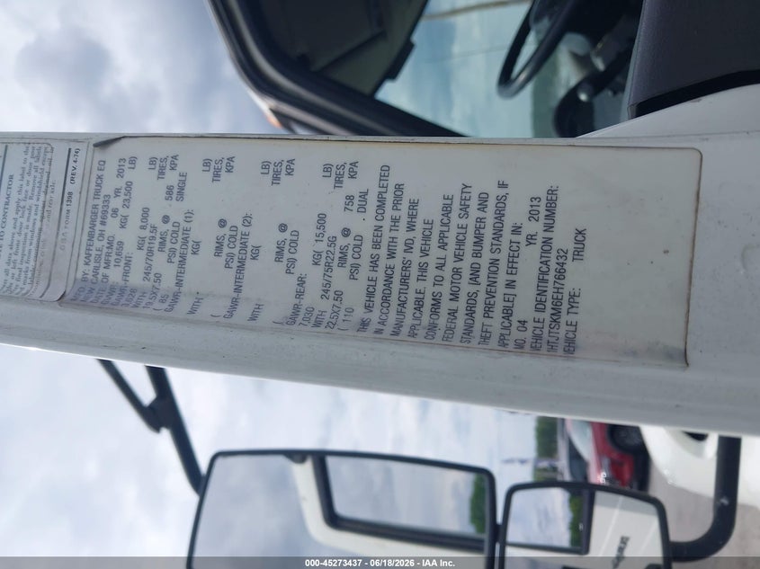 2014 International 4000 series VIN 1HTJTSKM6EH766432 IAAI salvage auction — NORMAL WEAR, Sf97 (Maryland), sold $25,050 on 2026-08-18 (photo 9)