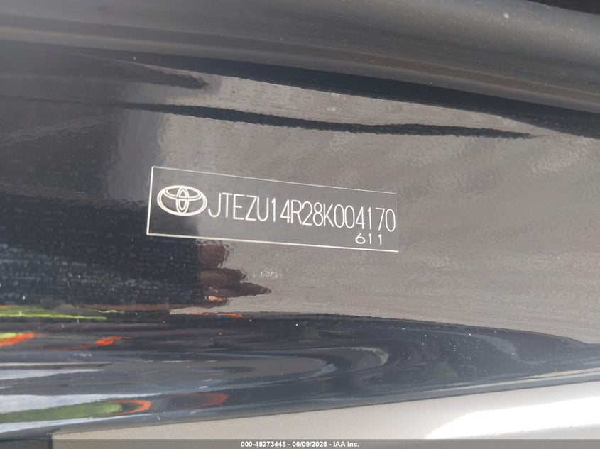 2008 Toyota 4runner VIN JTEZU14R28K004170 IAAI salvage auction — ROLLOVER, Salvage (Pennsylvania), sold $2,100 on 2026-07-10 (photo 9)