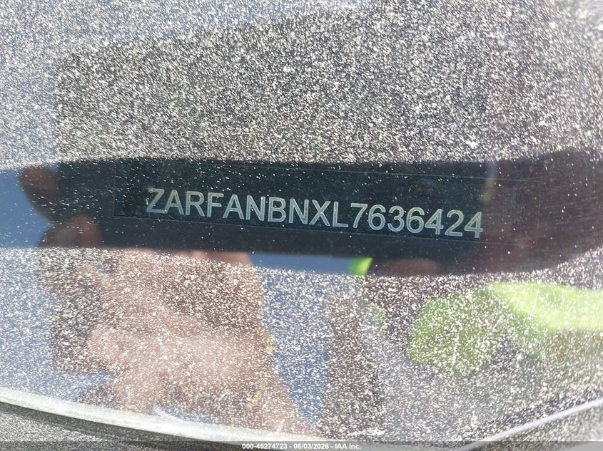 2020 Alfa romeo Giulia VIN ZARFANBNXL7636424 IAAI salvage auction — FRONT END, Salvage Title, sold $25 on 2026-07-28 (photo 9)