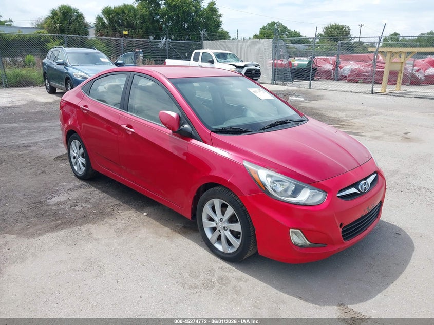 2012 Hyundai Accent VIN KMHCU4AE5CU080052 IAAI salvage auction — LEFT SIDE, Clear (Florida), sold $825 on 2026-07-22 (photo 1)