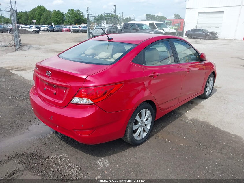 2012 Hyundai Accent VIN KMHCU4AE5CU080052 IAAI salvage auction — LEFT SIDE, Clear (Florida), sold $825 on 2026-07-22 (photo 4)