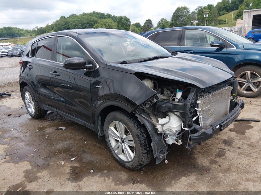 2017 Kia Sportage VIN KNDPMCAC7H7288096 IAAI salvage auction — FRONT END, Salvage (West Virginia), sold $2,200 on 2026-07-16 (photo 1)