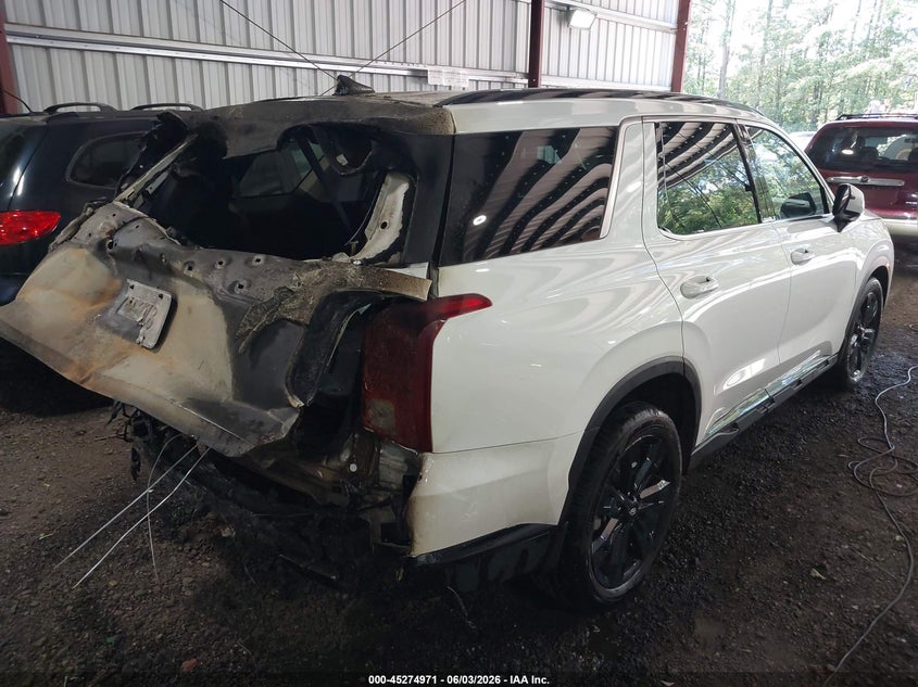 2025 Hyundai Palisade VIN KM8R3DGE5SU946898 IAAI salvage auction — EXTERIOR BURN, Salvage Title, sold $25 on 2026-07-30 (photo 4)