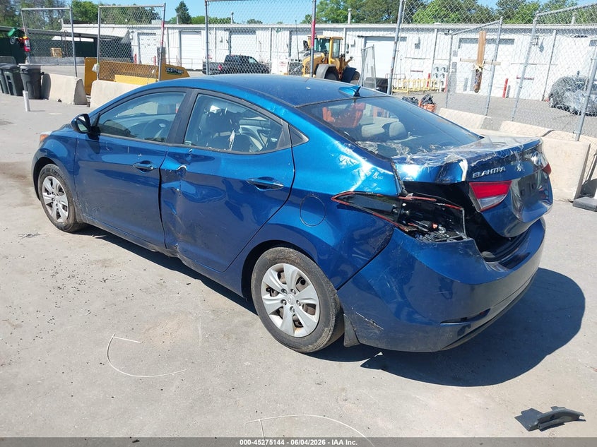 2016 Hyundai Elantra VIN KMHDH4AE3GU543790 IAAI salvage auction — REAR END, Salvage Title, sold $475 on 2026-07-21 (photo 3)