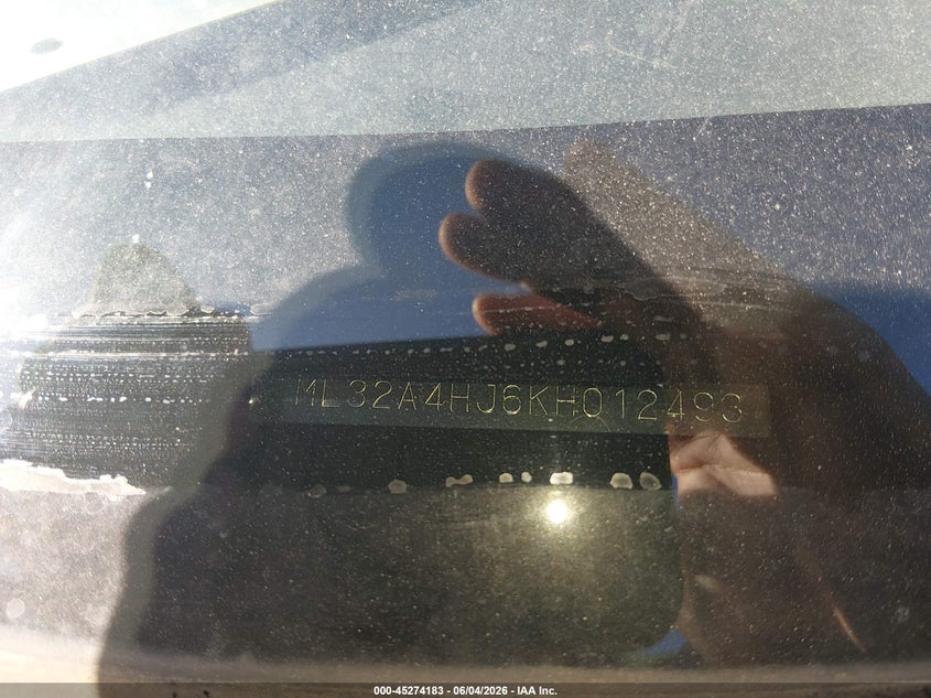 2019 Mitsubishi Mirage VIN ML32A4HJ6KH012493 IAAI salvage auction — FRONT END, Salvage (Tennessee), sold $25 on 2026-07-29 (photo 9)
