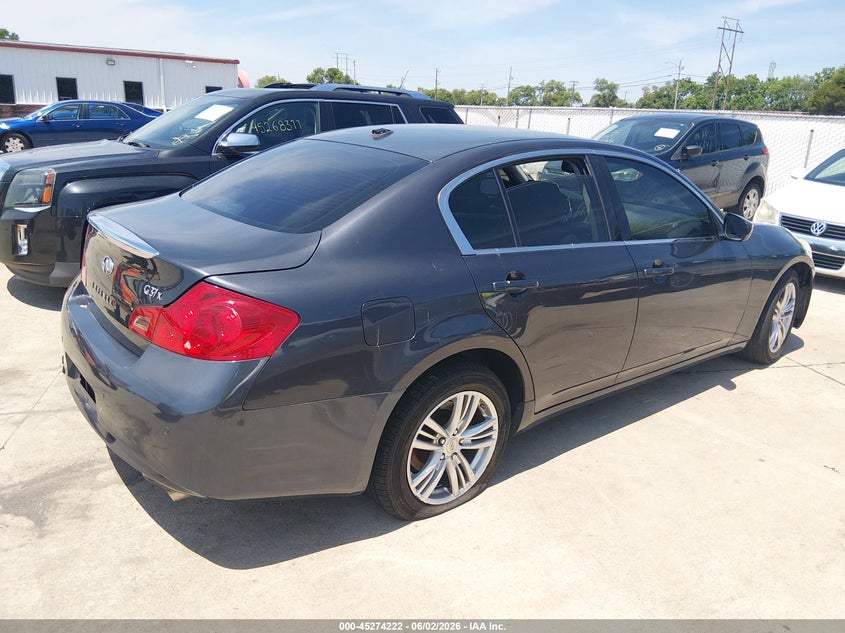 2010 Infiniti G37 VIN JN1CV6AR7AM452233 IAAI salvage auction — LEFT REAR, Clear (Missouri), sold $375 on 2026-07-07 (photo 4)