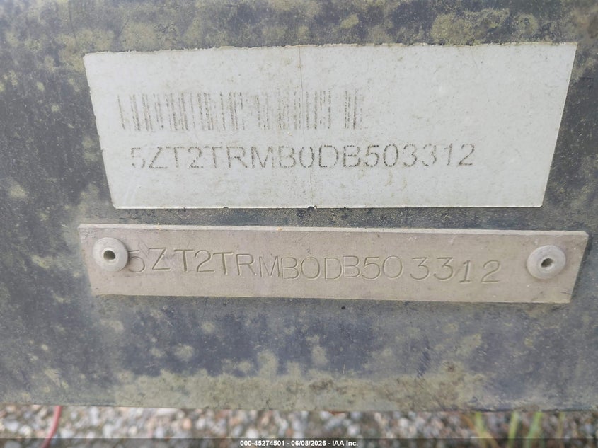 2013 Tracer Other VIN 5ZT2TRMB0DB503312 IAAI salvage auction — WATER/FLOOD, Flood (Mississippi), sold $425 on 2026-07-14 (photo 9)