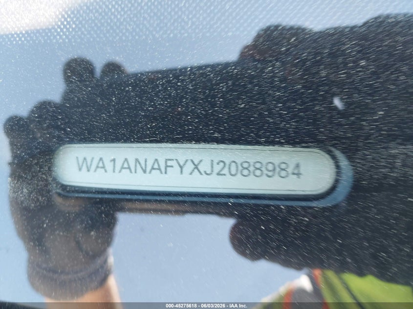 2018 Audi Q5 VIN WA1ANAFYXJ2088984 IAAI salvage auction — FRESH WATER, Salvage (Massachusetts), sold $7,200 on 2026-07-31 (photo 9)