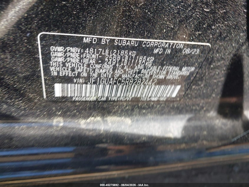 2024 Subaru Impreza VIN JF1GUAFC5R8282442 IAAI salvage auction — FRONT END, Mv-907A (New York), sold $2,150 on 2026-07-21 (photo 9)