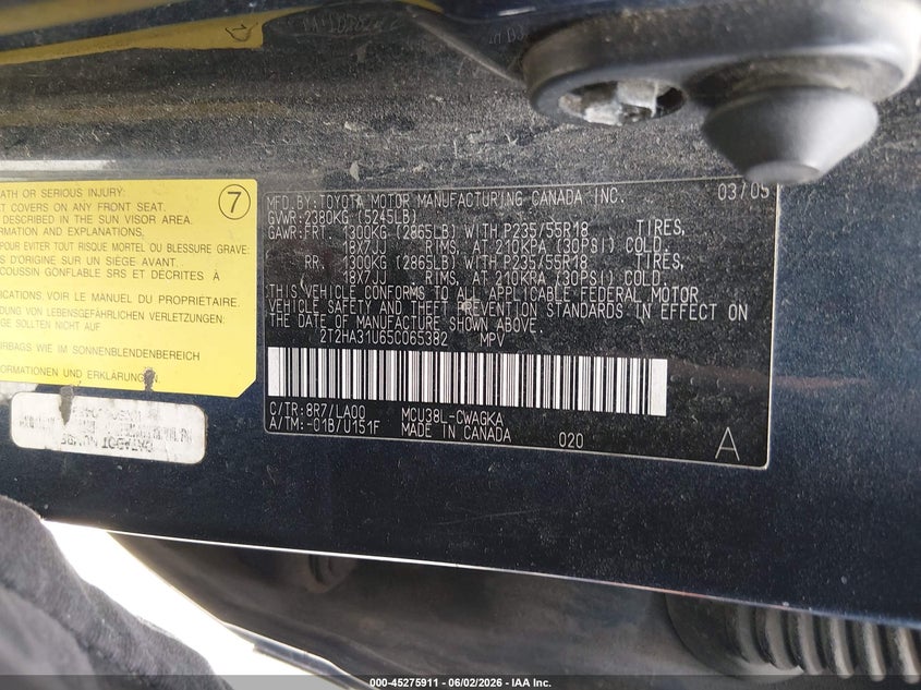 2005 Lexus Rx 330 VIN 2T2HA31U65C065382 IAAI salvage auction — FRONT END, Salvage (Maine), sold $300 on 2026-07-09 (photo 9)