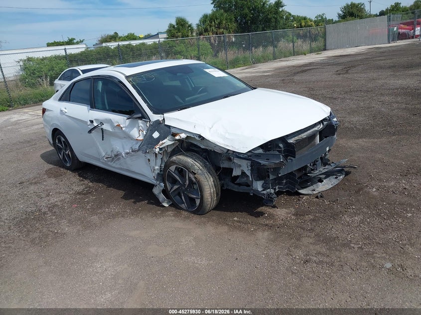 2023 Hyundai Elantra VIN KMHLN4AJ7PU040765 IAAI salvage auction — FRONT END, Salvage Title, sold $3,250 on 2026-07-31 (photo 1)