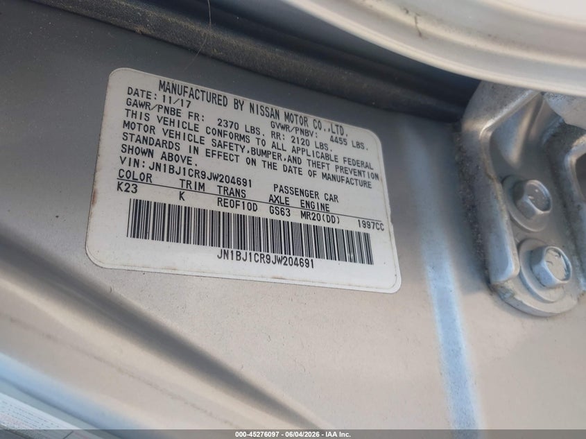 2018 Nissan Rogue VIN JN1BJ1CR9JW204691 IAAI salvage auction — RIGHT FRONT, Salvage (Virginia), sold $1,650 on 2026-07-28 (photo 9)