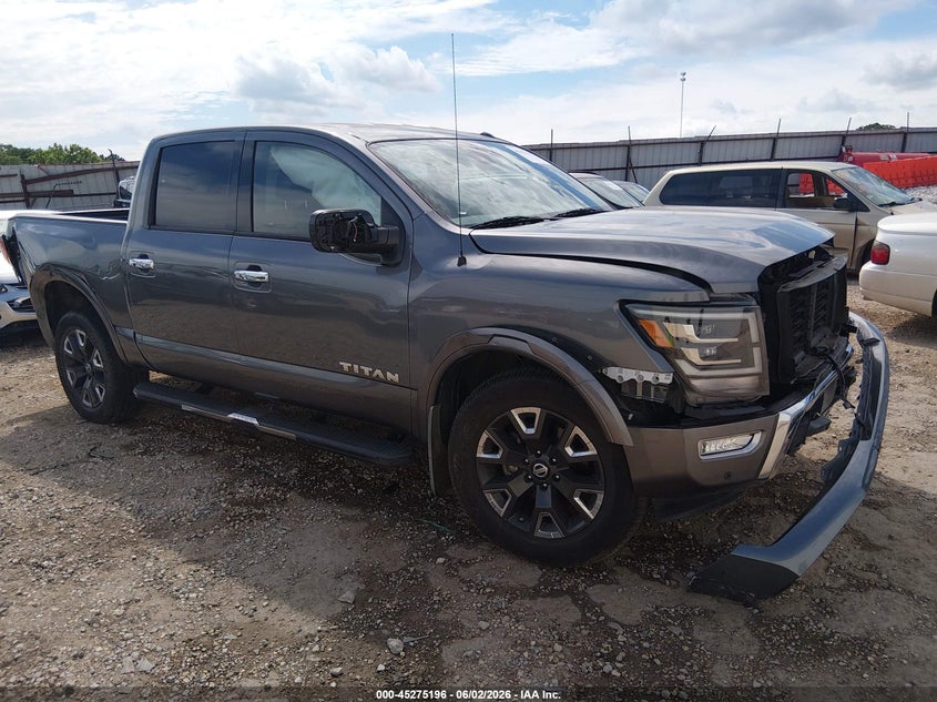 2021 Nissan TITAN VIN 1N6AA1EDXMN528394 IAAI salvage auction — FRONT & REAR, Salvage (Arkansas), sold $12,925 on 2026-07-30 (photo 1)