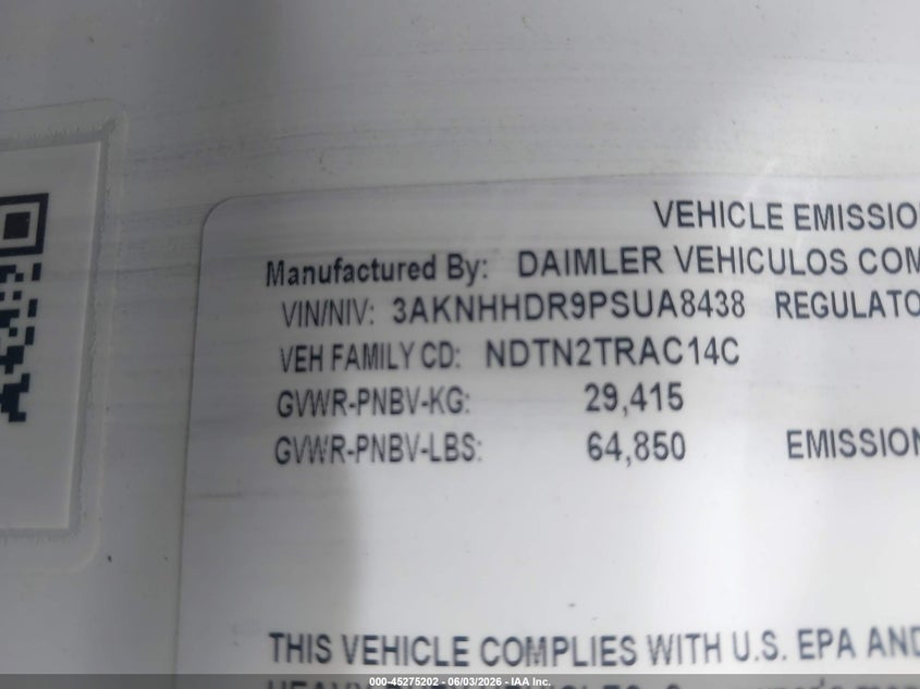2023 Freightliner New cascadia 126 VIN 3AKNHHDR9PSUA8438 IAAI salvage auction — SIDE, Clear (Utah), sold $11,000 on 2026-07-15 (photo 8)