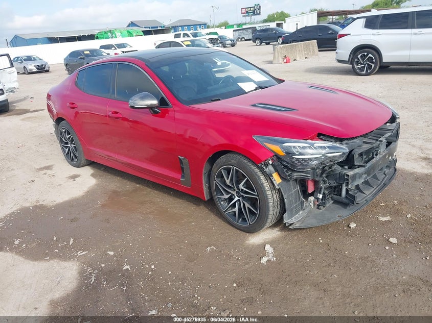 2022 Kia Stinger VIN KNAE35LD0N6104305 IAAI salvage auction — FRONT & REAR, Salvage Title, sold $5,500 on 2026-07-24 (photo 1)