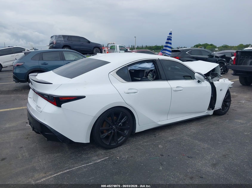 2021 Lexus Is VIN JTHGZ1B23M5043229 IAAI salvage auction — FRONT END, Certificate Of Destruction (Florida), sold $7,700 on 2026-07-30 (photo 4)