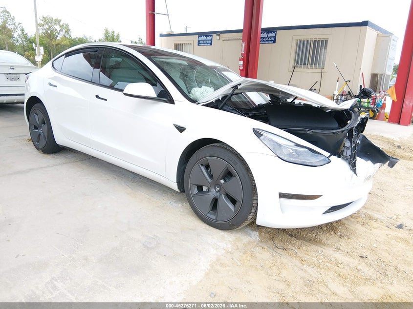 2023 Tesla Model 3 VIN 5YJ3E1EAXPF493901 IAAI salvage auction — FRONT END, Salvage Title, sold $5,100 on 2026-07-23 (photo 1)
