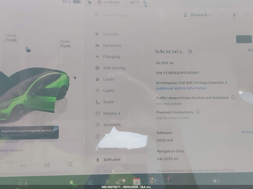 2023 Tesla Model 3 VIN 5YJ3E1EAXPF493901 IAAI salvage auction — FRONT END, Salvage Title, sold $5,100 on 2026-07-23 (photo 7)