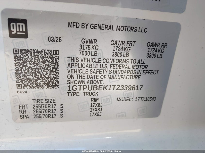 2026 Gmc SIERRA VIN 1GTPUBEK1TZ339617 IAAI salvage auction — RIGHT SIDE, Salvage Title, sold $33,900 on 2026-07-30 (photo 9)