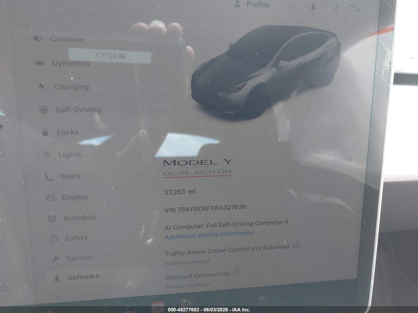 2024 Tesla Model y VIN 7SAYGDEFXRA327636 IAAI salvage auction — FRONT & REAR, Salvage Title, sold $11,975 on 2026-08-27 (photo 7)
