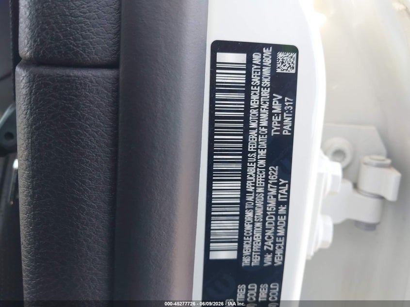 2021 Jeep Renegade VIN ZACNJDD15MPM71622 IAAI salvage auction — ENGINE DAMAGE, Salvage (Iowa), sold $2,550 on 2026-07-28 (photo 9)