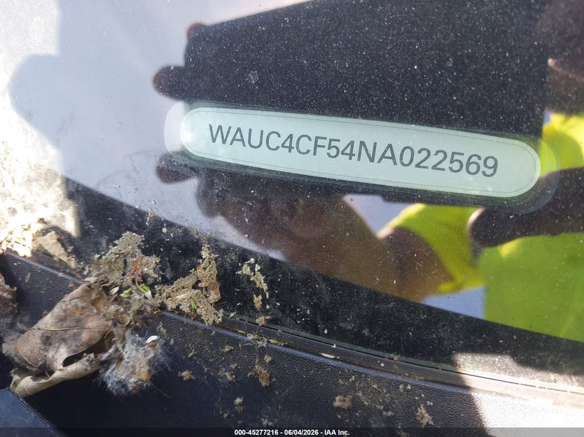 2022 Audi S5 VIN WAUC4CF54NA022569 IAAI salvage auction — FRONT END, Salvage (Pennsylvania), sold $14,000 on 2026-07-28 (photo 9)