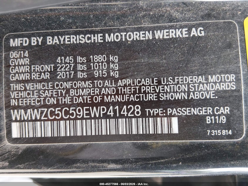 2014 Mini Countryman VIN WMWZC5C59EWP41428 IAAI salvage auction — WATER/FLOOD, Salvage Title, sold $600 on 2026-07-29 (photo 9)