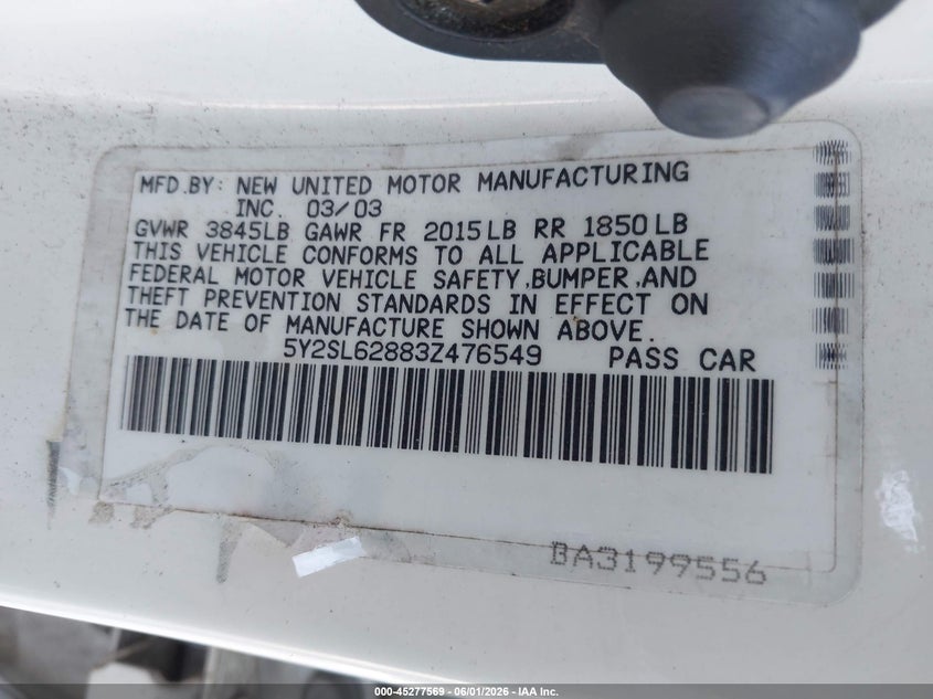 2003 Pontiac Vibe VIN 5Y2SL62883Z476549 IAAI salvage auction — NORMAL WEAR, Clear (Illinois), sold $400 on 2026-07-14 (photo 9)