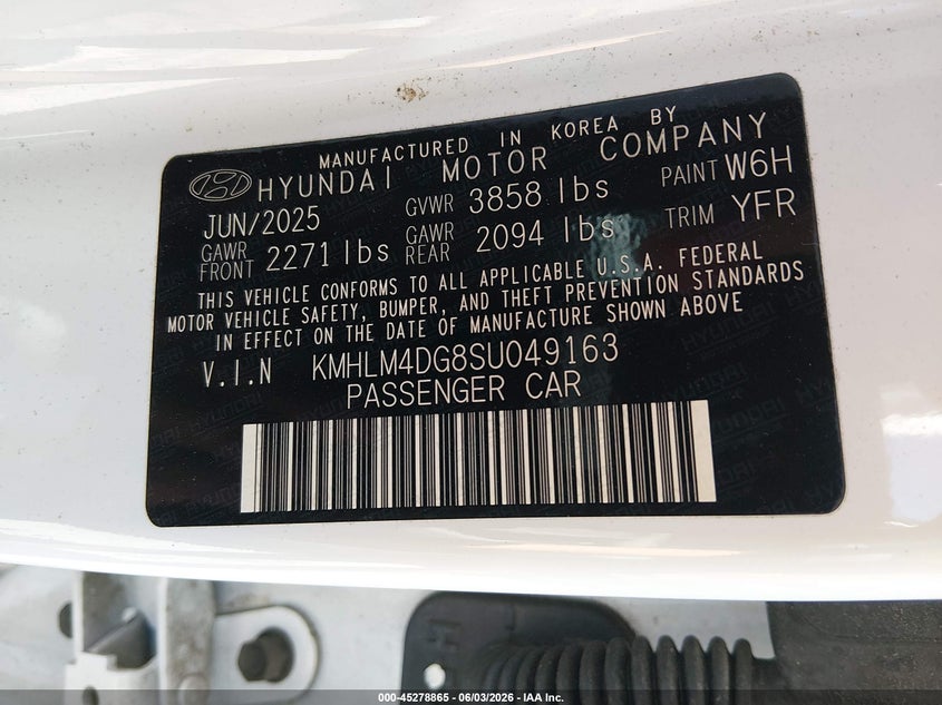 2025 Hyundai Elantra VIN KMHLM4DG8SU049163 IAAI salvage auction — LEFT SIDE, Salvage Title, sold $6,400 on 2026-07-10 (photo 9)