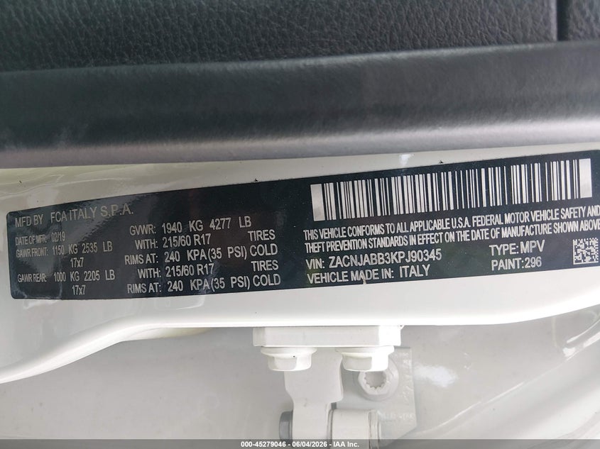 2019 Jeep Renegade VIN ZACNJABB3KPJ90345 IAAI salvage auction — FRONT END, Salvage (Arkansas), sold $1,500 on 2026-08-05 (photo 9)