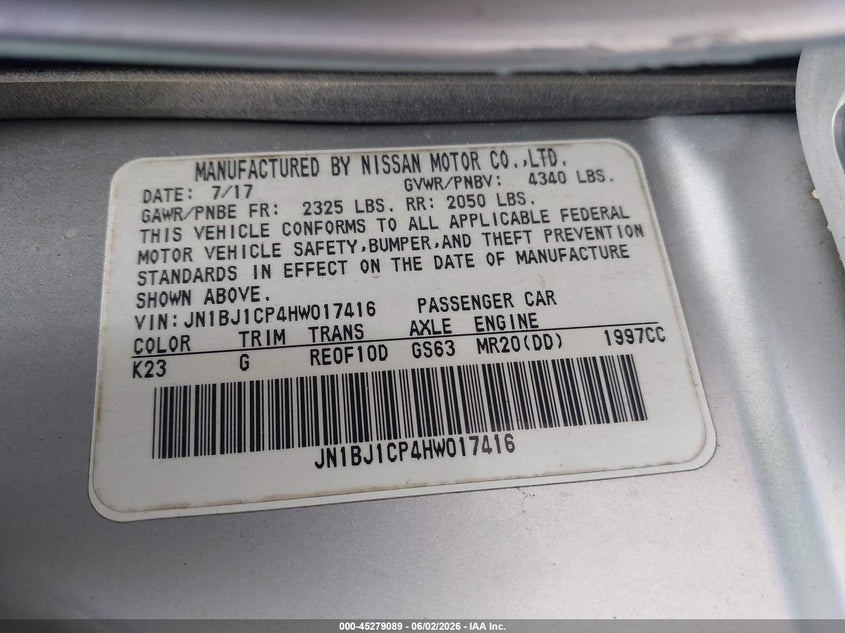 2017 Nissan Rogue VIN JN1BJ1CP4HW017416 IAAI salvage auction — SIDE, Salvage (Texas), sold $725 on 2026-07-30 (photo 9)