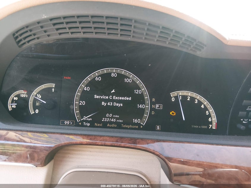 2009 Mercedes-benz S class VIN WDDNG86X39A255324 IAAI salvage auction — NORMAL WEAR, Clear (Maryland), sold $1,550 on 2026-07-22 (photo 7)