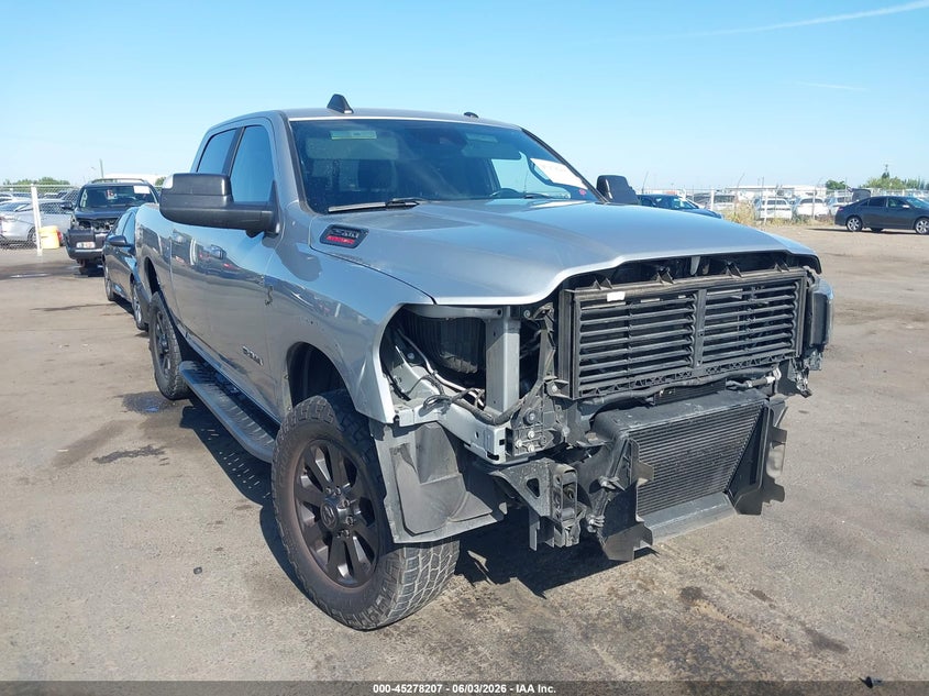 2021 Ram 2500 VIN 3C6UR5FL7MG579745 IAAI salvage auction — FRONT END, Salvage Title, sold $13,500 on 2026-07-29 (photo 1)