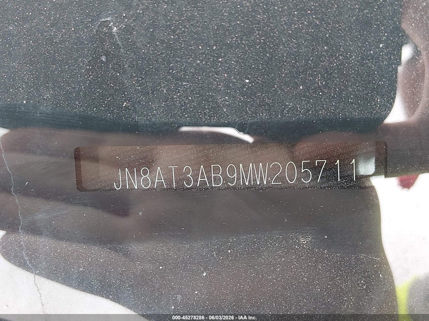 2021 Nissan Rogue VIN JN8AT3AB9MW205711 IAAI salvage auction — FRONT END, Salvage Title, sold $4,875 on 2026-07-29 (photo 9)