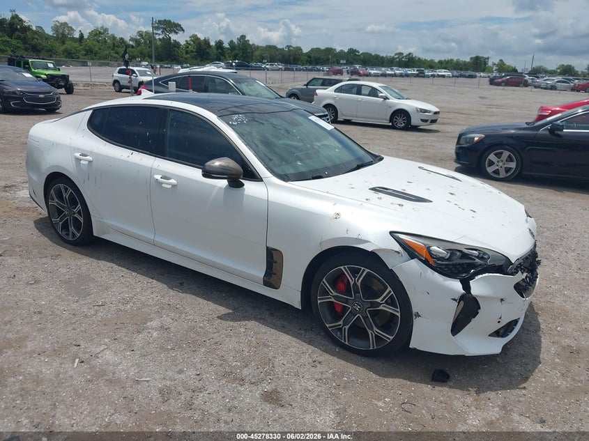 2018 Kia Stinger VIN KNAE45LC3J6036788 IAAI salvage auction — FRONT END, Salvage Title, sold $3,975 on 2026-08-01 (photo 1)