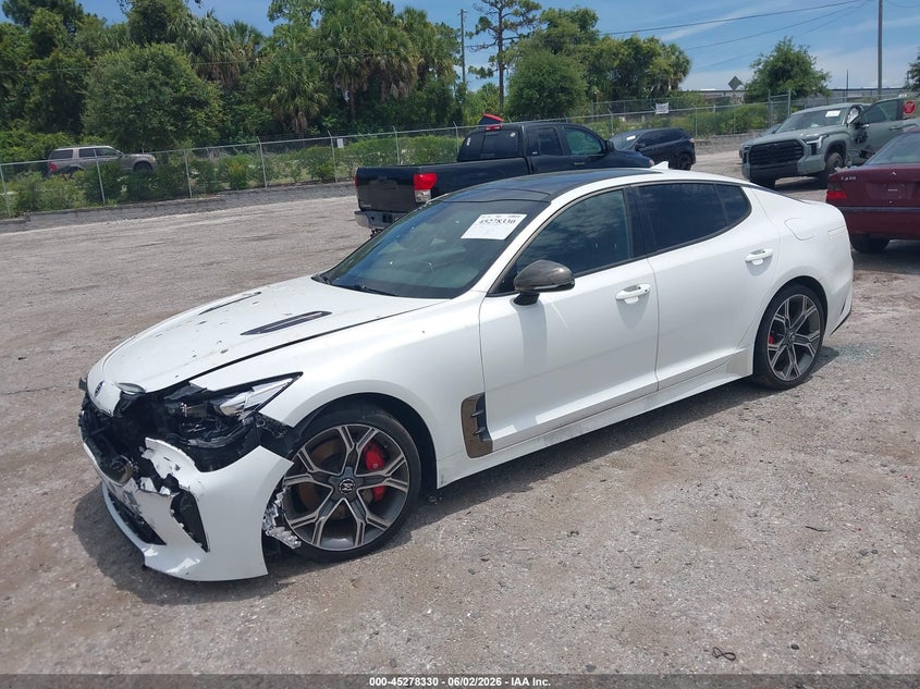 2018 Kia Stinger VIN KNAE45LC3J6036788 IAAI salvage auction — FRONT END, Salvage Title, sold $3,975 on 2026-08-01 (photo 2)