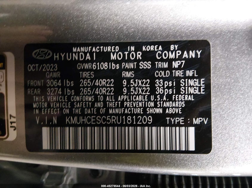 2024 Genesis Gv80 VIN KMUHCESC5RU181209 IAAI salvage auction — LEFT FRONT, Salvage Title, sold $21,000 on 2026-07-14 (photo 9)