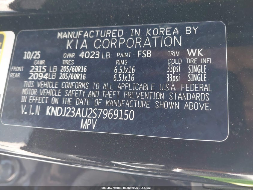 2025 Kia Soul VIN KNDJ23AU2S7969150 IAAI salvage auction — LEFT REAR, Salvage Title, sold $5,000 on 2026-07-29 (photo 9)