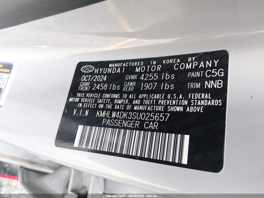 2025 Hyundai Elantra n VIN KMHLW4DK3SU025657 IAAI salvage auction — REAR END, Salvage Title, sold $11,700 on 2026-07-15 (photo 9)