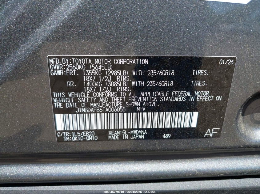 2026 Toyota Bz4x VIN JTMBDAFB6TA006055 IAAI salvage auction — SIDE, Salvage Title, sold $16,600 on 2026-07-29 (photo 9)