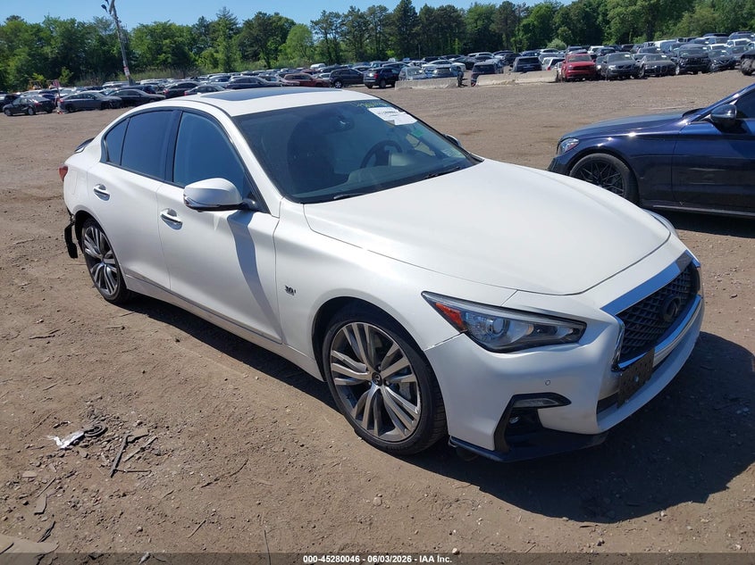 2020 Infiniti Q50 VIN JN1EV7AR7LM252275 IAAI salvage auction — REAR END, Salvage Title, sold $5,225 on 2026-07-14 (photo 1)